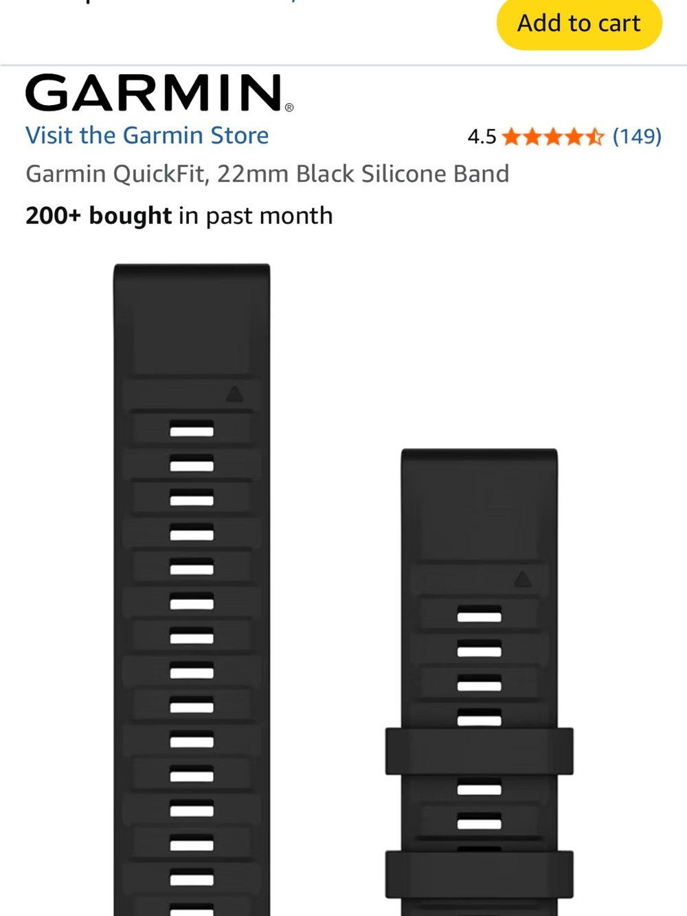 Garmin Black Silicone QuickFit 22mm Watch Band. New in box